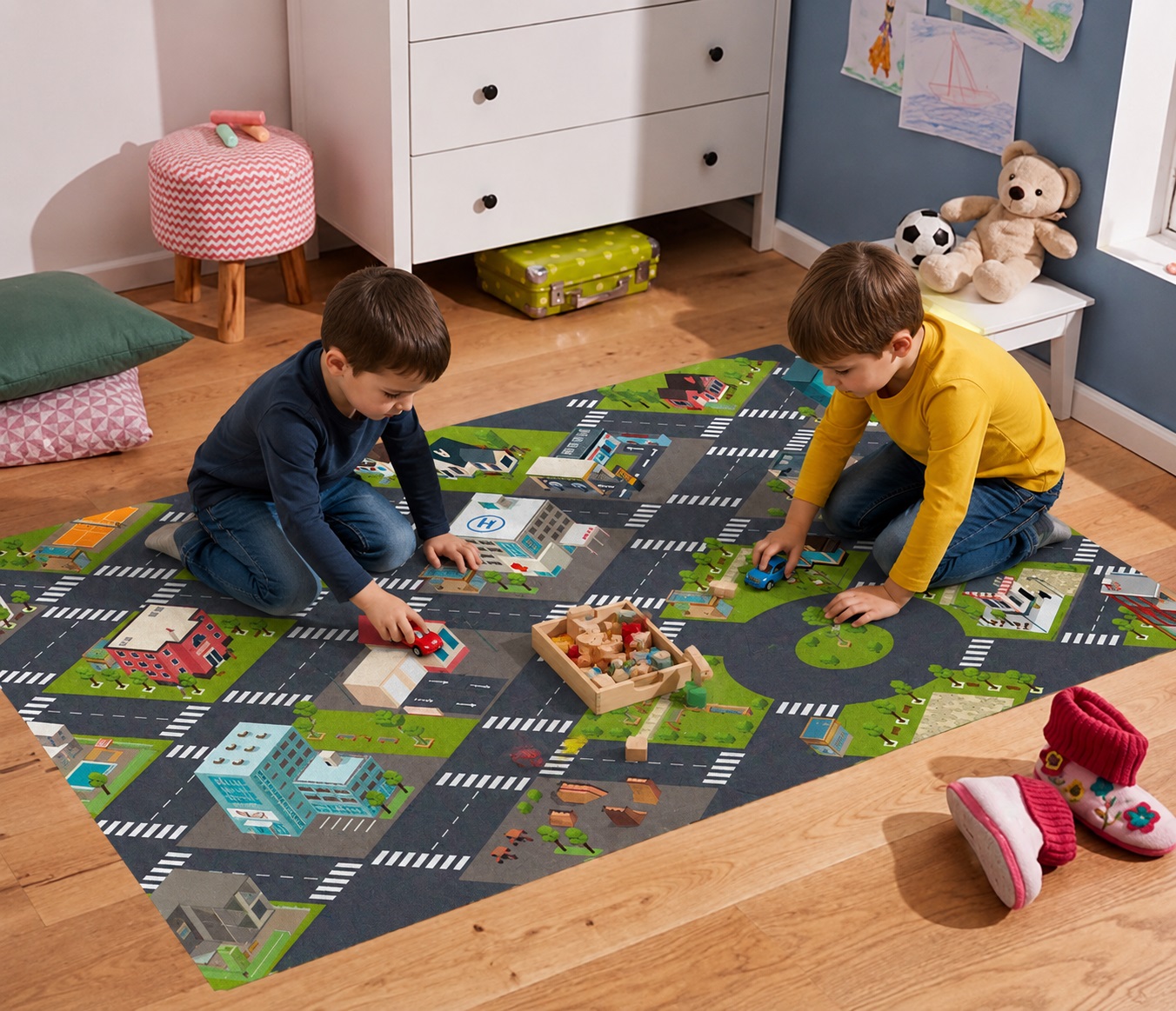 Lona vinílica Ciudad isométrica didáctica infantil enrollable